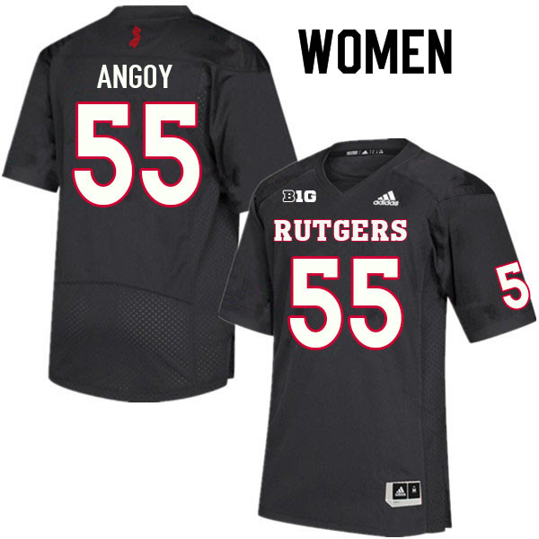 Women #55 Zaire Angoy Rutgers Scarlet Knights College Football Jerseys Sale-Black